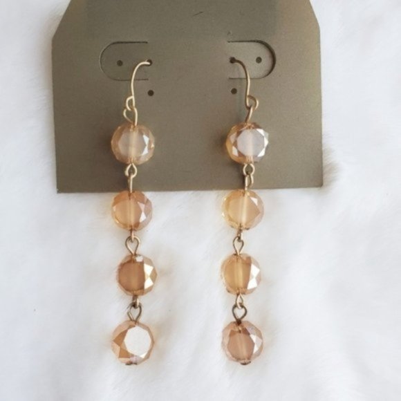 SO Peach Beaded Dangle Earrings NWT - Picture 1 of 2